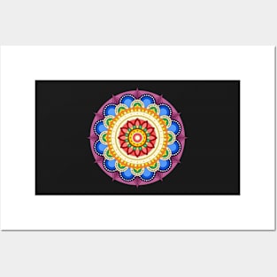 Flowery and colorful mandala Posters and Art